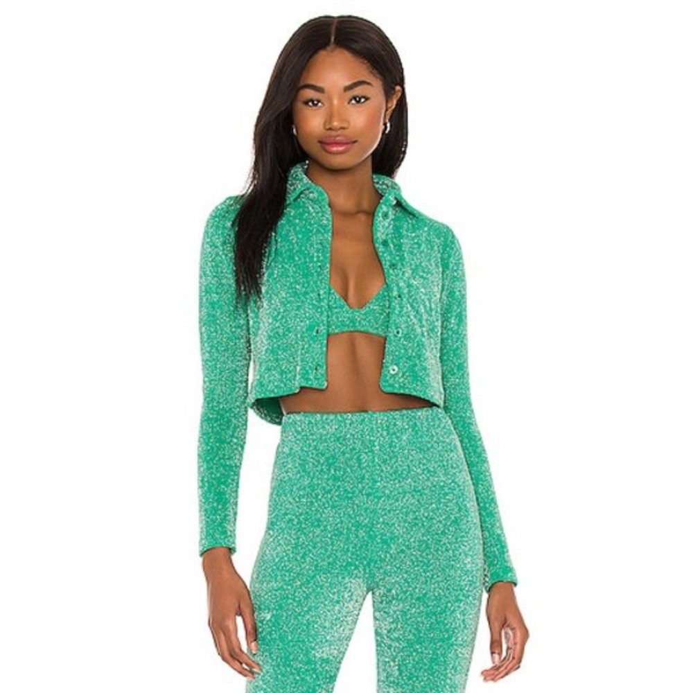 Frankie’s Bikinis Josephine Terry Cloth Sweater in Mistletoe